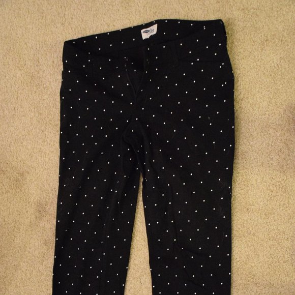 Old Navy Black Pants with White Polkadots - Picture 1 of 3